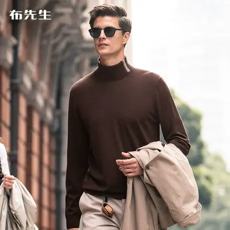 MrBu布先生无帽长袖羊毛衫男装 秋冬新款条纹翻领基础打底BT11677商品大图