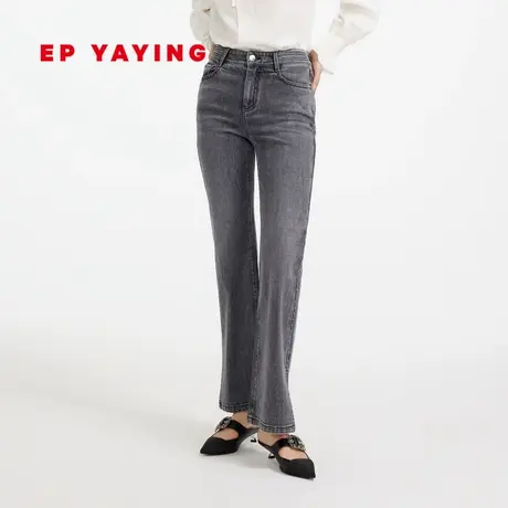 EP YAYING雅莹女装 设计感一粒扣微喇牛仔裤 2023新款J629A图片