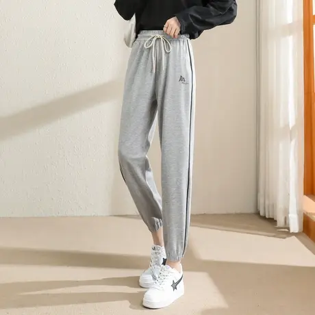 时尚气质休闲束脚裤2023年春季新款女士简约高腰显瘦通勤九分裤商品大图