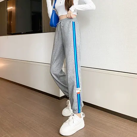 运动裤女束脚春秋小个子薄款裤子显瘦宽松韩版2022年新款休闲卫裤图片