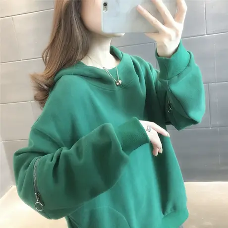 2023年新款女装时尚女士加绒卫衣女宽松秋冬韩版加厚百搭外套上衣图片