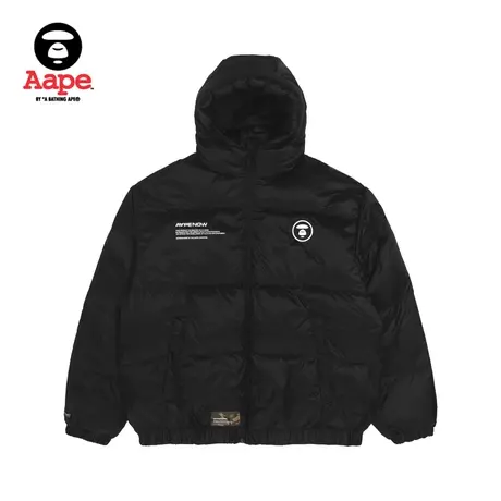 Aape旗舰店男装秋冬字母印花猿颜徽章版厚面包羽绒服外套7532XXJ图片