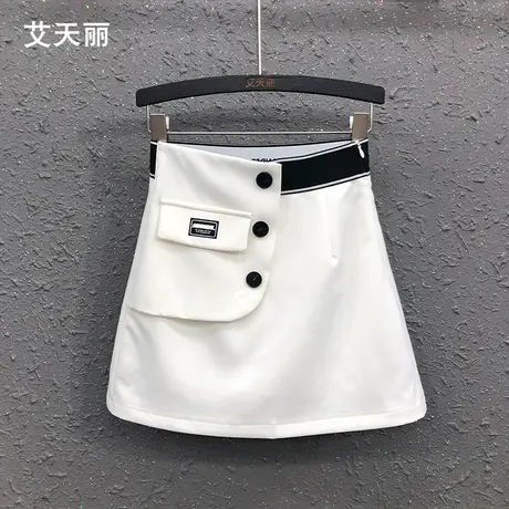 不规则A字半身裙女韩版春夏新款高腰显瘦白色洋气小个子短裙子潮图片