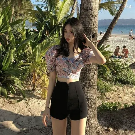 黑色休闲短裤女夏新款热裤高腰外穿弹力紧身靴裤白色舞蹈性感显高商品大图