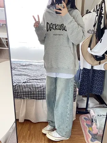 美式复古连帽卫衣女春秋薄款oversize小众设计感宽松慵懒风外套潮图片