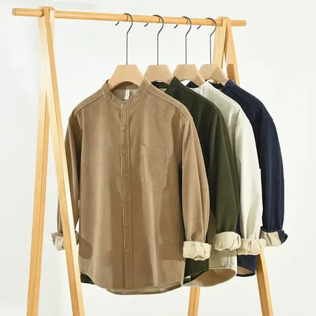 保暖衬衫男加绒加厚灯芯绒保暖一体衬衣冬季新款长袖纯棉立领外套商品大图