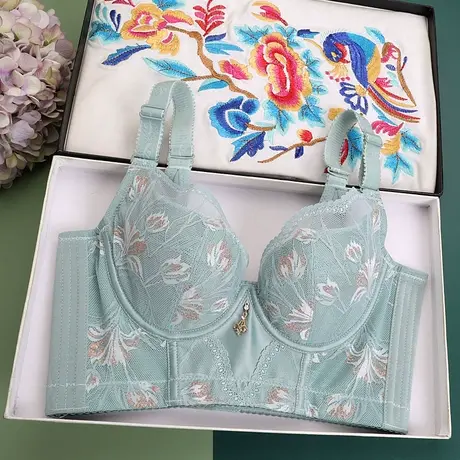 美容院调整型文胸聚拢收副乳防下垂内衣上托定型矫正五排扣薄胸罩图片