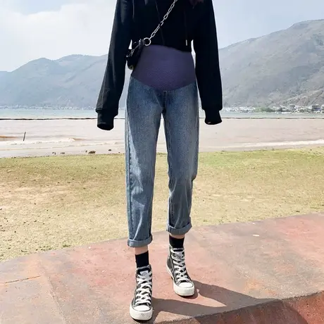 孕妇牛仔裤春夏装九分小个子潮妈外穿老爹裤夏装孕妇裤子夏季薄款商品大图