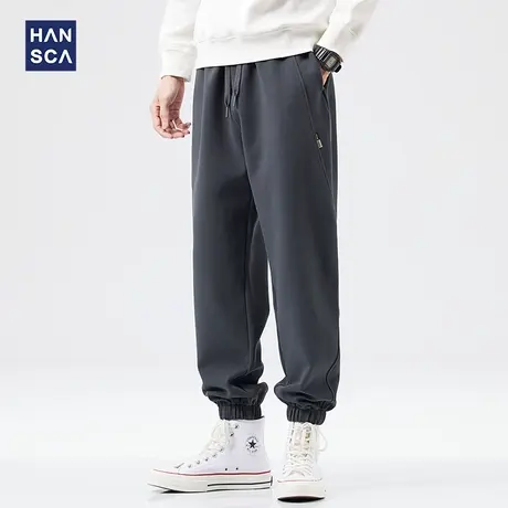hansca新款裤子男卫裤春秋款宽松大码潮牌百搭灰色运动束脚休闲裤图片