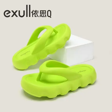 exull/依思Q人字拖女夏季外穿拖鞋女厚底防滑小清新外出海边凉拖商品大图