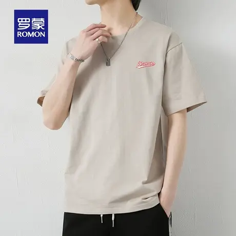 罗蒙男士纯棉短袖T恤夏季薄款印花圆领休闲半袖男装上衣服大码体t图片