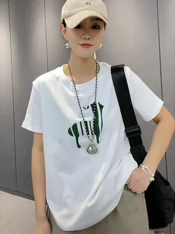 复古港味卡通印花短袖t恤女2023夏季新款韩版休闲圆领体恤上衣潮图片