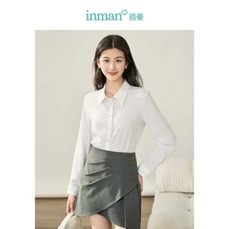 【商场同款】茵曼莱赛尔衬衣2023秋季女装新款可拆飘带领长袖上衣商品大图