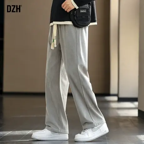 男士直筒裤男秋季垂感阔腿裤休闲灯芯绒裤子2023新款直筒长裤百搭图片