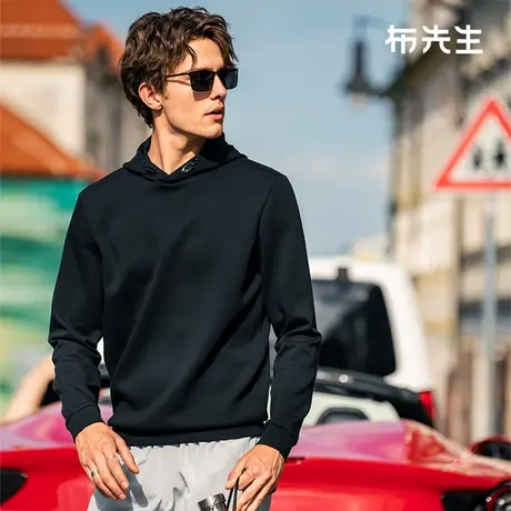 MrBu布先生连帽长袖2025早春罗纹下摆时尚加厚男士T恤KT15767商品大图