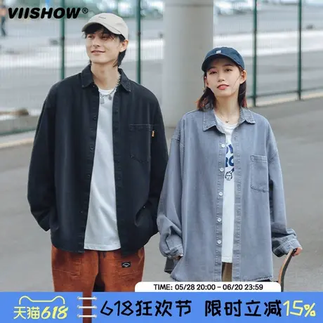 VIISHOW牛仔衬衫男复古户外休闲工装外套2025年春季美式长袖衬衫商品大图