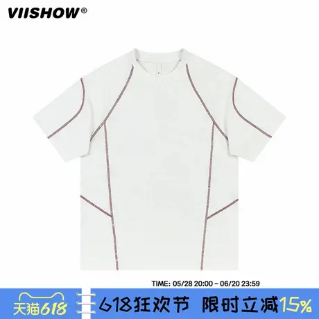 VIISHOW美式索罗娜防晒t恤男夏小众高街上衣潮牌解构拼接休闲半袖商品大图