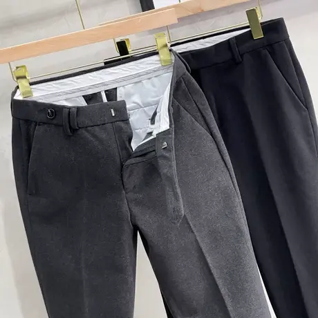 秋冬季保暖毛呢韩版潮流厚款九分裤男休闲裤修身小脚长裤子男西裤图片
