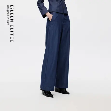 朗姿欧洲EiLEEN ELITEE2025秋新款气质100%棉直筒阔腿裤牛仔裤女商品大图