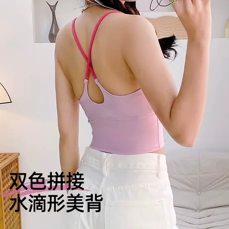 瑜伽服背心女2025新款夏季带胸垫运动上衣普拉提训练服健身衣外穿商品大图