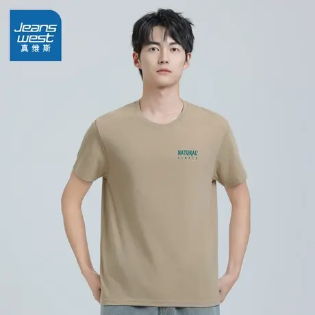 VO真维斯男装2025夏季新款 潮牌时尚简约字母印花宽松打底短袖T商品大图