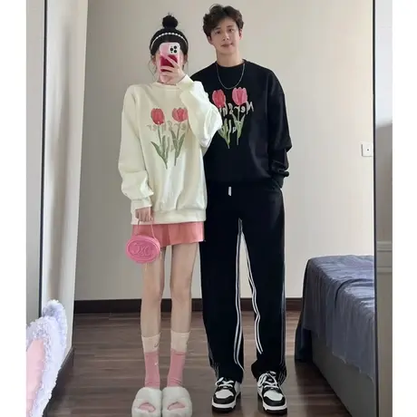 超火cec大码薄款情侣卫衣小众高街潮牌ins美式秋季洋气外套上衣女商品大图