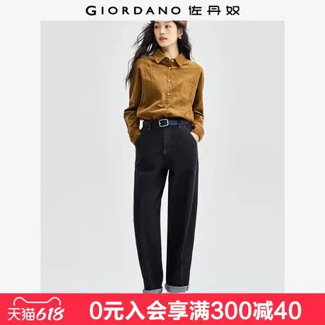 佐丹奴牛仔长裤女新款磨毛牛仔香蕉裤弹力显瘦直筒裤子女05414061图片