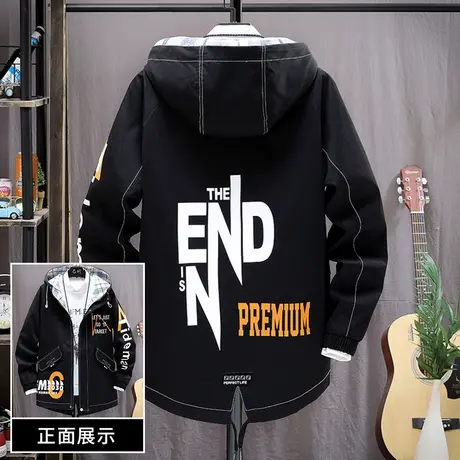 外套男帅气潮流工装2023春秋季青少年韩版风衣中学生机能夹克ins商品大图