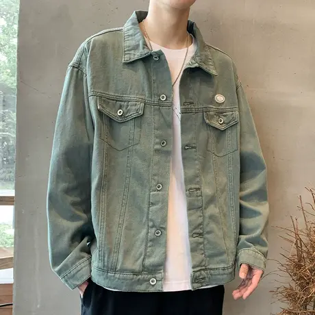 男士外套春秋款休闲帅气复古牛仔夹克男生潮牌潮流宽松帅气上衣服商品大图