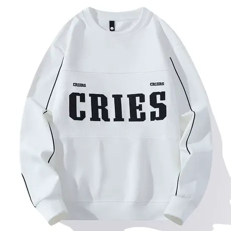 圆领卫衣男春秋款潮牌字母标语长袖t恤男休闲宽松青少年百搭秋衣图片