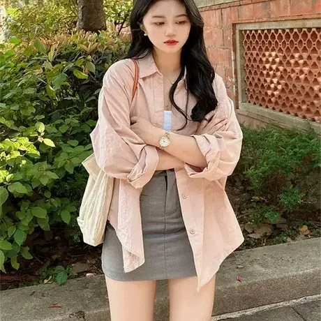 法式独特超好看长袖衬衫女2025新款早秋季上衣韩系高级感衬衣外套图片