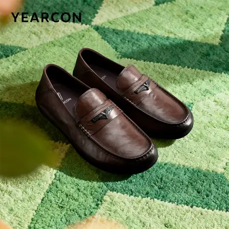 意尔康男鞋2026春季新款低帮单鞋真皮商务休闲皮鞋男士软底乐福鞋商品大图