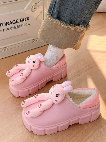 网红超火搞怪青蛙毛毛鞋女2023秋季新款卡通可爱厚底保暖加绒棉鞋图片