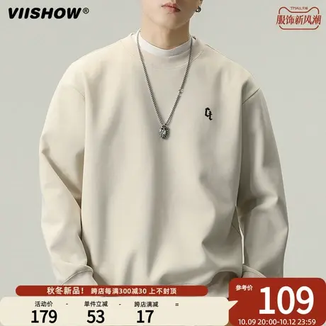 VIISHOW重磅卫衣男士秋季宽松潮牌上衣青少年休闲日系长袖打底衫商品大图