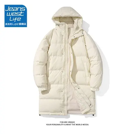 真维斯LIFE中长款羽绒服女2023新款冬季鸭绒加厚拼接大码外套上衣图片