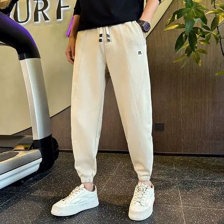 休闲裤男秋季2023新款个性拼接设计口袋男裤潮牌宽松束脚哈伦卫裤商品大图