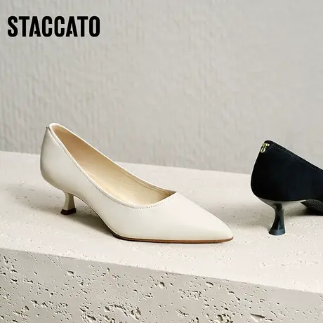 思加图2024春季新款Melody高跟鞋法式通勤尖头细跟单鞋女EGK05AQ4商品大图