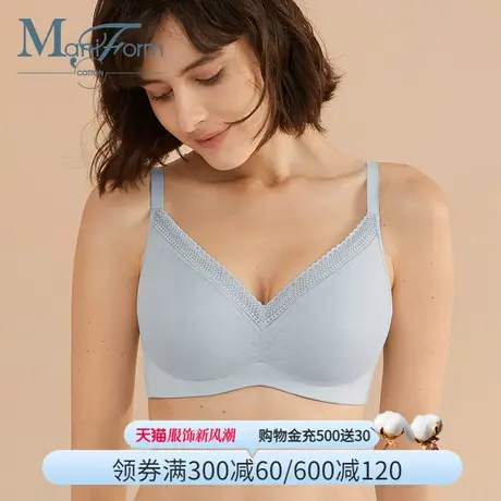 曼妮芬棉质生活大胸显小文胸无钢圈收副乳防下垂软支撑聚拢内衣商品大图