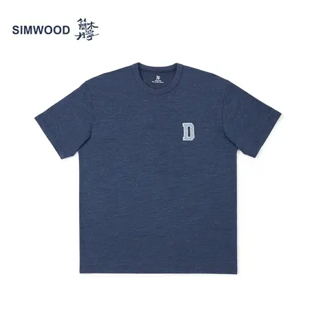 Simwood简木丹宁【宽松版型】新品280g重磅三本针绣花圆领短袖T恤图片