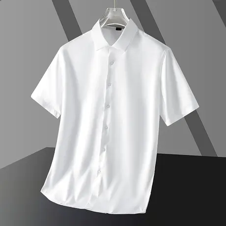 2025新款冰丝短袖衬衫男高级感商务休闲免烫白衬衣夏季轻熟风寸衫商品大图