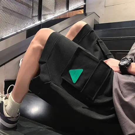工装短裤男夏季薄款潮牌休闲外穿大码运动裤子美式潮流五分裤中裤商品大图