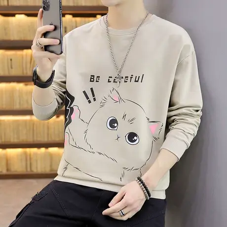 男士圆领卫衣2023年春秋季新款韩版潮流男装潮牌宽松早秋装上衣服商品大图