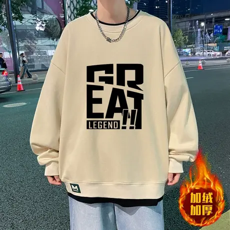 秋冬款长袖卫衣12岁男孩初高中学生13加绒加厚15大童纯棉圆领上衣商品大图