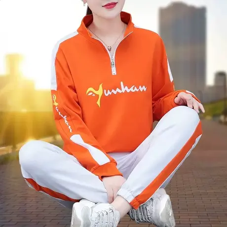 恋上17号半拉链运动套装女春秋2022新款秋季时尚休闲洋气宽松套装图片