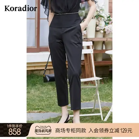 珂莱蒂尔商场同款黑色西装裤女直筒裤职业通勤百搭休闲裤2023新款商品大图