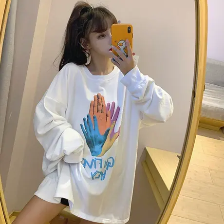 vetiver网红卫衣女夏薄款长袖宽松韩版bf慵懒风ins超火无帽外套潮图片