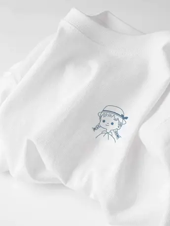 白色:仿棉短袖t恤女2023新款夏季港风chic潮牌小众设计感正肩上衣商品大图