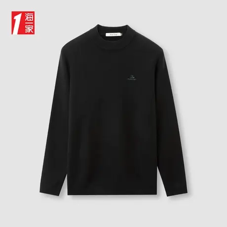 海一家保暖加厚半高领针织衫2023冬季新款基础休闲男士毛衣商品大图