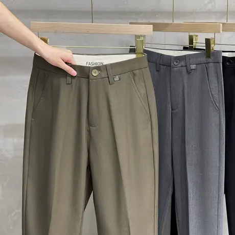 垂感西裤男商务正装修身小脚高级感长裤子男士西装裤春秋季新款商品大图