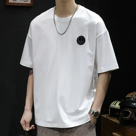 笑脸纯棉透气短袖t恤男士潮牌大码夏季2024新款衣服男款男装体恤商品大图